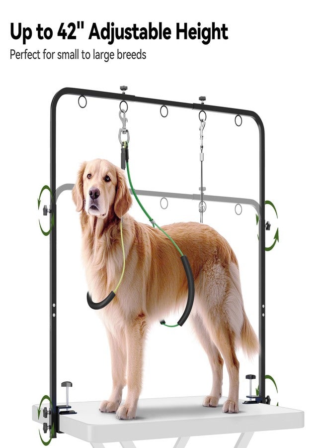 Josmimic Adjustable Dog Grooming Arm for Table: 42'' Height, 27''–39'' Width, Clamp Fits Up to 2.76'', with Hammock & 2 Nooses – Portable Pet Grooming Station for Nail Trimming, Cats & Dogs at Home - Image 4